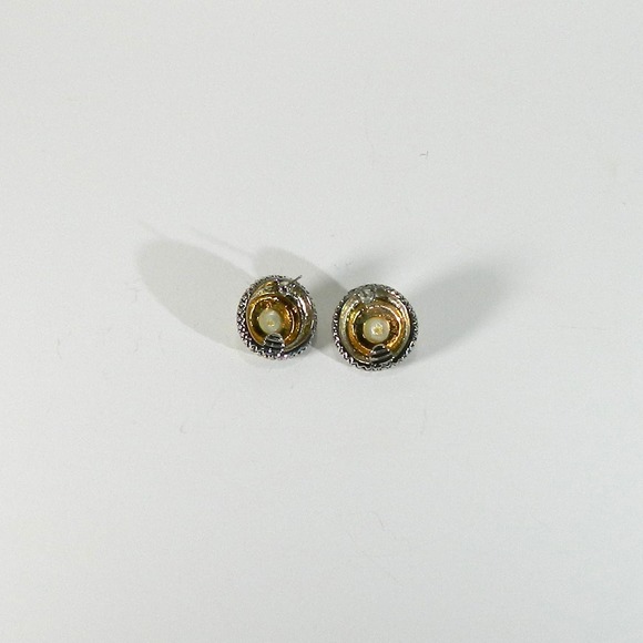 Charmelle Faux Pearl two tone Pierced Earrings - Picture 8 of 12